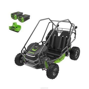 Greenworks transport 60v stealth-seeria maastikul 2-kohaline elektriline noorte gokart koos (2) 8ah aku ja kahe pordiga laadijaga 8H0T4V271