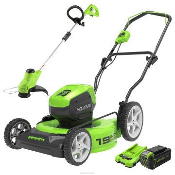 Greenworks tööriist 40v 19" juhtmeta akuga bl niiduk, 12" nöörtrimmeri kombineeritud komplekt koos 5.0ah usb akukomplektiga 8H0T4V306