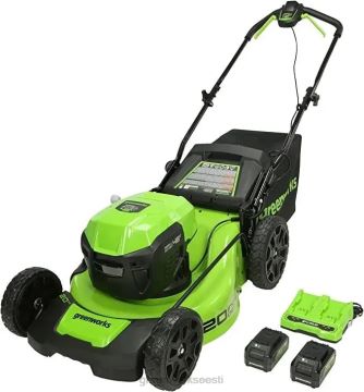 Greenworks tööriist 48v (2x24v) 20" juhtmeta akuniiduk, 10" nöörtrimmer ja 320 cfm puhuri kombineeritud komplekt koos (2) 4,0ah akuga, (1) 2,0ah aku ja laadijatega 8H0T4V286