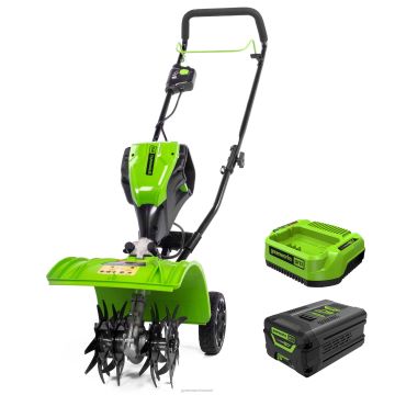 Greenworks tööriist 60v 8" juhtmeta akukultivaator /frees koos 4,0 ah aku ja laadijaga 8H0T4V202