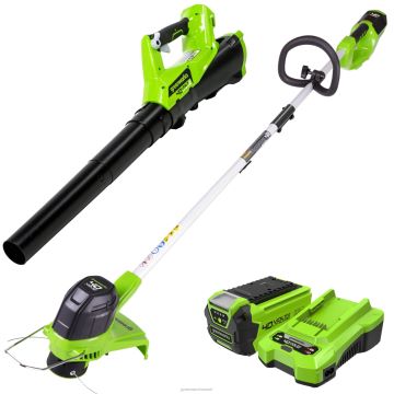 Greenworks tööriist 40v 12-tolline juhtmeta trimmer ja lehepuhur koos 2,0ah akuga 8H0T4V126