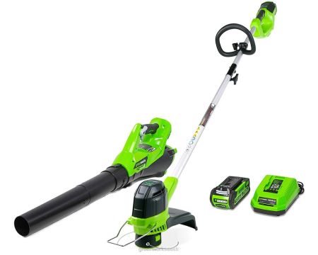 Greenworks tööriist 40v 12-tolline juhtmeta trimmer ja lehepuhur koos 2,0ah akuga 8H0T4V126