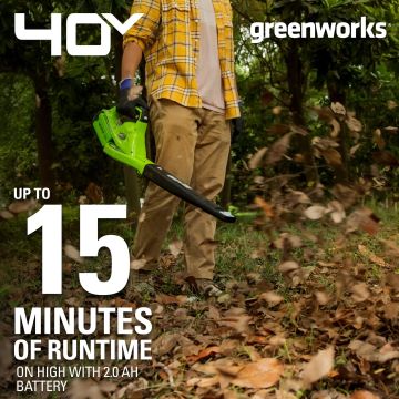 Greenworks tööriist 40v 135 cfm aku lehepuhur koos 2,0 ah aku ja laadijaga 8H0T4V104