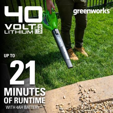 Greenworks tööriist 40v 340 cfm aku lehepuhur ja vaakum koos 4,0 ah aku ja laadijaga 8H0T4V102