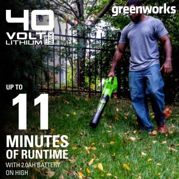 Greenworks tööriist 40v 350 cfm juhtmeta aku lehepuhur 2,0 ah aku ja laadijaga 8H0T4V103