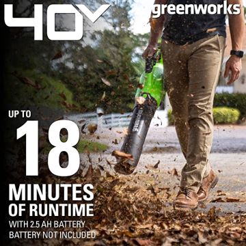 Greenworks tööriist 40v 500 cfm juhtmeta akulehepuhur (ainult tööriist) 8H0T4V115