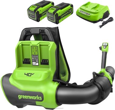 Greenworks tööriist 40v 710 cfm juhtmeta aku kahe pordiga seljakoti puhur koos (2) 8.0ah aku ja laadijaga 8H0T4V128 - Sulgemiseks klõpsake pilti