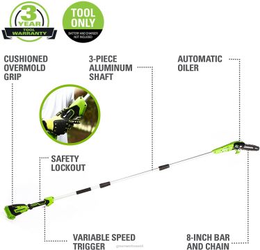 Greenworks tööriist 24v 8-tolline juhtmeta akupostisaag (ainult tööriist) 8H0T4V168