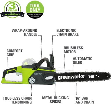 Greenworks tööriist 40 V 16" aku kettsaag (ainult tööriist) 8H0T4V165