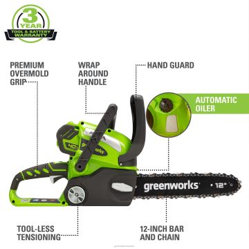 Greenworks tööriist 40v 12" aku kettsaag 2,0 ah aku ja laadijaga 8H0T4V146