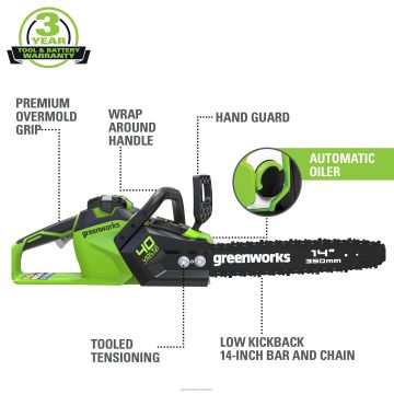 Greenworks tööriist 40v 14" juhtmeta aku harjadeta kettsaag 2,5ah usb aku ja laadijaga 8H0T4V143