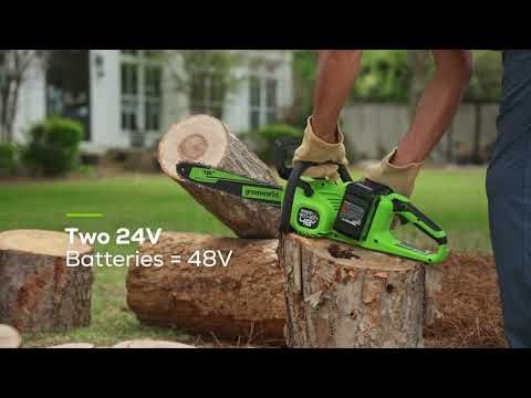 Greenworks tööriist 48v (2x24v) 16-tolline juhtmeta aku kettsaag kahe (2) 4,0ah USB-aku ja kahe pordiga laadijaga 8H0T4V150