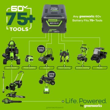 Greenworks tööriist 60v 42" juhtmeta aku crossovert muruniiduk 3-tööriista kombineeritud komplekt kuue (6) aku, ühe (1) 2,5ah aku ja nelja (4) laadijaga 8H0T4V8