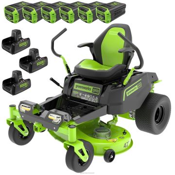 Greenworks tööriist 60v 42" juhtmeta aku crossoverz nullpöördega muruniiduk 3-tööriista kombineeritud komplekt koos (6) 8ah aku, ühe (1) 2,5ah aku ja nelja (4) laadijaga 8H0T4V7