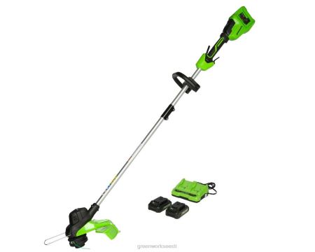 Greenworks tööriist 48v (2x24v) 15" juhtmeta akutrimmer koos (2) 2,0ah usb aku ja laadijaga 8H0T4V72