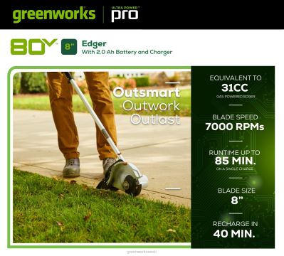 Greenworks tööriist 80v 8" harjadeta serv (ainult tööriist) 8H0T4V89