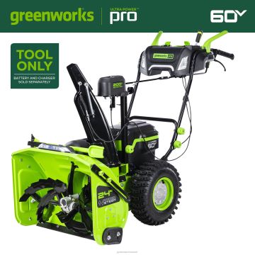 Greenworks tööriist 60 V 24" juhtmeta akuga kaheastmeline lumepuhur (ainult tööriist) 8H0T4V260 - Sulgemiseks klõpsake pilti