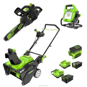 Greenworks tööriist 80V talvine tormikomplekt (2) aku ja (2) laadijaga 8H0T4V532