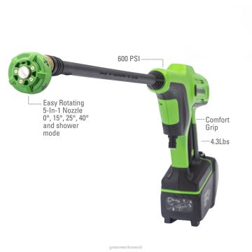 Greenworks tööriist 24 V 600 psi 0,8 gpm külma veega juhtmeta puhasti (ainult tööriist) 8H0T4V245