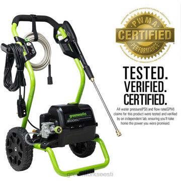 Greenworks tööriist 2000 psi 1,1 gpm külma veega elektriline survepesur (roheline raam) 8H0T4V229