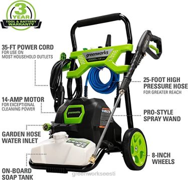 Greenworks tööriist 2000 psi 1,2 gpm külma veega elektriline survepesur 8H0T4V224