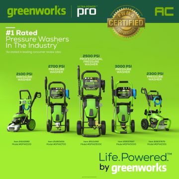 Greenworks tööriist 2500 psi 2,1 gpm külma veega elektriline survepesur 8H0T4V222