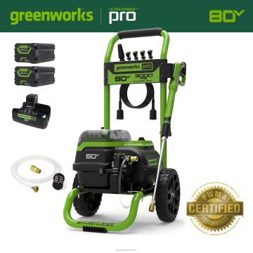 Greenworks tööriist 80v 3000-psi 2,0 gpm elektriline survepesur (2) 4,0ah aku ja kahe pordiga laadijaga 8H0T4V220