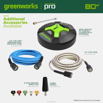 Greenworks tööriist 80v 3000-psi 2,0 gpm elektriline survepesur (2) 4,0ah aku ja kahe pordiga laadijaga 8H0T4V220