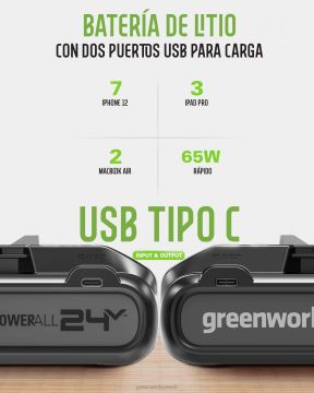 Greenworks tarvik 24v 4.0ah usb-c aku 8H0T4V445