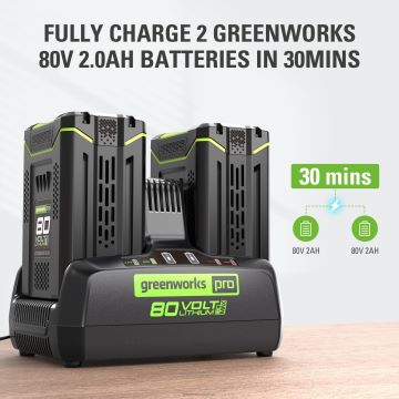 Greenworks tarvik 80v 8ah kahe pordiga laadija 8H0T4V451