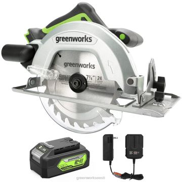 Greenworks tööriist 24V ketassaag 7-1/4", saeketta ja tolmupistiku komplekt koos 4,0ah aku ja laadijaga 8H0T4V385 - Sulgemiseks klõpsake pilti