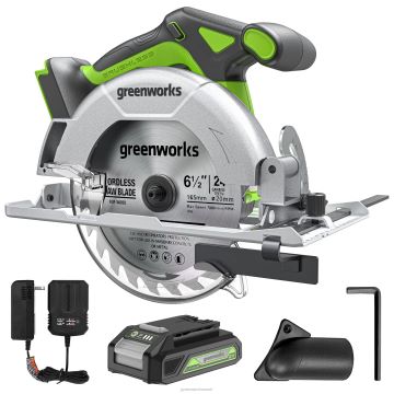 Greenworks tööriist 24 V juhtmeta aku 6,5-tolline ketassaag 2,0ah aku ja laadijaga 8H0T4V417