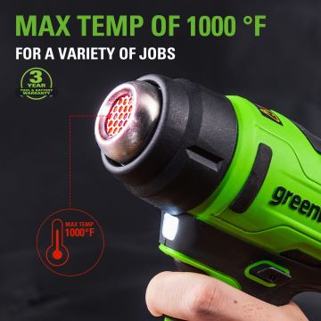 Greenworks tööriist 24 V juhtmeta aku soojuspüstol 4.0ah aku ja laadijaga 8H0T4V424