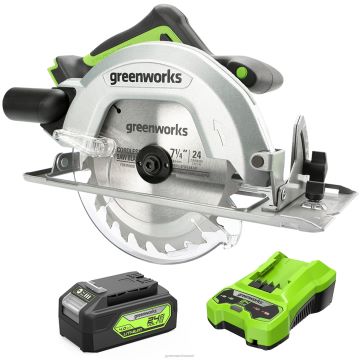 Greenworks tööriist 24 V ketassaag 7-1/4" w/4.0ah usb aku ja laadija 8H0T4V394 - Sulgemiseks klõpsake pilti