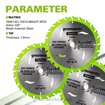 Greenworks tööriist 24v akutrell/keeraja ja löökkeeraja ning tsirk. sae ja 70 tk ir biti komplekt + 3 tk terade kombineeritud komplekt kahe (2) 2.0ah aku ja 4.0ah aku ja laadijaga 8H0T4V401